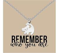 BAUNA Collana con citazione del film "Remember Who You Are Gift The Movie King", idea regalo per i fan del leone, regalo per i migliori amici, Acciaio inossidabile