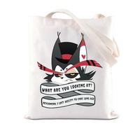 BAUNA Hazbin Cartoon Merchandise Tote Bag Husk Cartoon Character Canvas Bag Husk Husk Lovers Gift Loser Baby Gift Demon Hotel Fan Gift, Nevermind Tote, 35*40cm