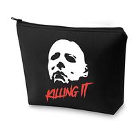BAUNA Michael Halloween Myers Horror Movie Lover Gift Killing It Zipper Pouch Sacchetto di trucco, Quadrante bianco.