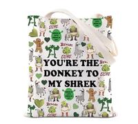 BAUNA Monster Donkey Movie Merchandise Borsa a tracolla Verde Monster Tote Bag Cartoon Personaggio Amante Regalo Donkey Regalo WDW per i fan, Donkey Sher Tote, 35*40cm
