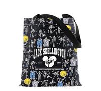 BAUNA Nightmare Movie Merchandise Inspired Tote Bag Jack Skull Borsa di tela Zucca King Regalo Jack Sally Fan Regalo Spettrale Stagione Regalo, Borsa J 1993, 35*40cm