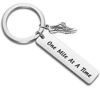 BAUNA Portachiavi in acciaio inossidabile con scarpa da corsa e scritta "One Mile at A Time", 1.2*5cm, Acciaio inossidabile