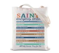 BAUNA Saints Emergency Contact Tote Bag Spiritual riutilizzabile drogheria shopping bag religiosa borsa a tracolla regalo cattolico, Borsa Saint Emergency, 35*40cm