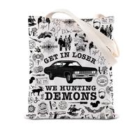 BAUNA SPN TV Show Merchandise Tote Bag Winchester Brothers Borsa in tela naturale regalo film Demon Hunter Regalo IDJIT Regalo Crime Show Regalo, Borsa Demoni, 35*40cm