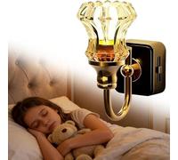 BAUNBRHY Flower Candle LED Plug in Night Light, Vintage Night Lights Plug Into Wall, USB Elegant Plugs in Lamp, Dimmable Night, Retro Soft Warm-in Walls Nightlight for Bathroom Bedroom Decor