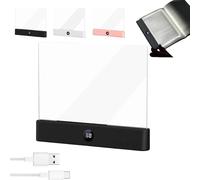 BAUNBRHY Smart LED Book Light, Rechargeable LED Clear Full Page Reading Light 3 Colors & Timer, Dimmable Clear Flat Reading Light, Student Reading Lamp Book Light Gifts for Readers Women Men-black