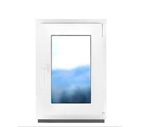 BauPlaza - Finestra da bagno in plastica bianca, larghezza 60 x altezza 40 cm, 600 x 400 mm, DIN destra, tutte le misure, 2 vetri, vetro smerigliato satinato, funzione girevole, inclinabile