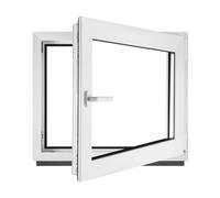 BauPLAZA - Finestra Serramenti in PVC - BIANCO - Vetro triplo - LxA 55 x 45 cm apertura Destra - Rinforzo in acciaio - 550 x 450 mm - anta-ribalta - Ottima scelta