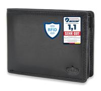 Baur - Portafoglio da uomo in vera pelle Nappa | Protezione RFID | Portafoglio grande | Formato orizzontale | Tanto spazio per carte di credito e portamonete | Nero