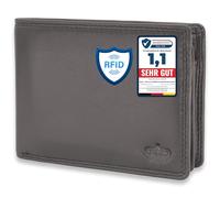 Baur - Portafoglio da uomo in vera pelle Nappa | Protezione RFID | Portafoglio grande | Formato orizzontale | Tanto spazio per carte di credito e portamonete | Marrone scuro