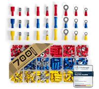 BAURIX® Capicorda Elettrici set 700 pezzi - Connettori per cavi elettrici diverse misure per sezioni di cavo [0,50-6mm²] - Connettori Elettrici, Terminali Elettrici, Capicorda Elettrici assortiti