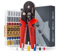 BAURIX® Pinza Crimpatrice Esagonale con 2000 Puntalini Elettrici 0,25-6mm², Crimpatrice Autoregolante per Filo Elettrico, Pinza Crimpatrice Automatica, Pinza Elettricista - Modello:THESEUS (6 Bordi)