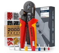 BAURIX® Pinza Crimpatrice Puntalini 0,25-10 mm² - Set 2000 Pezzi | Modello PERSEUS. Regolazione automatica e profilo quadro per manicotti isolati e nudi. Pressatura uniforme.