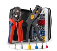 BAURIX® Set Pinza Crimpatrice Esagonali con 2000 Capicorda e Pinza Spelafili, Crimpatrice Autoregolante per 0,25-6mm², Capicorda Isolati e Non Isolati, Pinza Elettricista - Modello:THESEUS (6 Bordi)