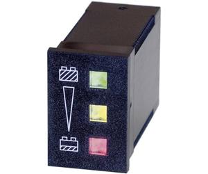 Bauser 824 24 V Protezione batteria 824-24 V/DC Verde: ≥ 24 V giallo: < 24 V ≥ 22 V rosso: < 22 V Dim. installazione
