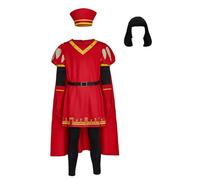 Bauxhie Costume da Lord Farquaad per adulti, da uomo, con re e Lord Farquaad, per Halloween, colore rosso con parrucca, XS