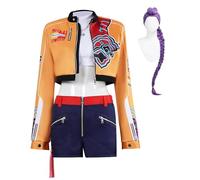 Bauxhie Rumi Costume di Demon Hunters Rumi Giacca Top Shorts Collana Halloween Tuta (Giallo + Parrucca, Large(Height 51.2-55.1in))