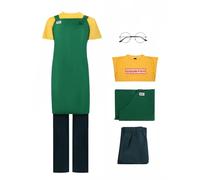 Bauxhie Sakamoto Days Copslay Taro Sakamoto Costume Grembiule Camicia Pantaloni Occhiali Halloween Tuta (Verde, XXL)