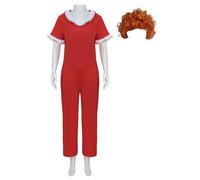 Bauxhie Sally O'Malley Costume da donna in 50 outfit Saturday Night Kick Lady Cosplay Halloween Tuta (rosso + parrucca, S)