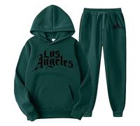 Bauzuoyo 2024 Los Angeles Y2K - Tuta da jogging da uomo, 2 pezzi, con cappuccio e pantaloni sportivi Streetwear Style Y2k, tuta sportiva in due pezzi, per uomo e donna, verde, M