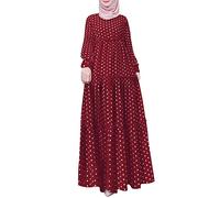 Bauzuoyo Abiti musulmani da donna, un pezzo lungo, copertura completa, caftano, comodo, Burka Abaya, abbigliamento islamico per etnico, matrimonio, sera, feste, a pois