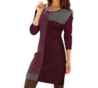 Bauzuoyo Abito invernale da donna, a maniche lunghe, senza cappuccio, elegante, corto blocco di colore, per l'inverno, per il tempo libero, mini abito vintage casual