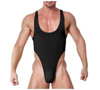 Bauzuoyo Body da uomo, biancheria intima da uomo, sexy, in rete, trasparente, con scollo rotondo, da uomo, Body Suit One Piece Coveral Shapewear, Nero , XXXL