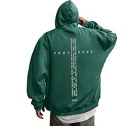 Bauzuoyo Felpa con cappuccio da uomo, maglione cristiano, con tasche, oversize, stampa a lettere, con cappuccio, a maniche lunghe, comoda, per il tempo libero, versatile, verde scuro, L