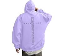 Bauzuoyo Felpa con cappuccio da uomo, maglione cristiano, con tasche, oversize, stampa a lettere, con cappuccio, a maniche lunghe, comoda, per il tempo libero, versatile, viola chiaro, L