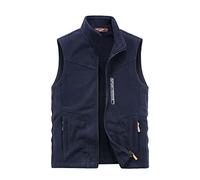 Bauzuoyo Gilet da uomo per il tempo libero, senza maniche, con zip e imbottitura in pile, con tasche, invernale, caldo, pile, senza maniche, con chiusura lampo e tasche, B blu scuro., XXXL