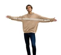 Bauzuoyo Maglione da donna e uomo, oversize, con scritta in lingua inglese "I Love This Much Pulli, girocollo, coppia, felpe, con stampa, morbido, casual, sportivo, a maniche lunghe, cachi, S