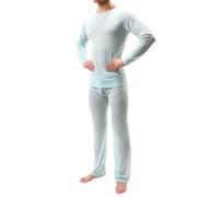 Bauzuoyo Pigiama da uomo, 2 pezzi, sexy, trasparente, estivo, a maniche lunghe, 2 pezzi, trasparente, a maniche lunghe, set da uomo, vestibilità comoda, pigiama, Azzurro., XXL
