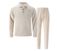 Bauzuoyo Set di 2 pantaloni da uomo, a maniche lunghe, da uomo, in due pezzi, per il tempo libero, per il lavoro, cachi, S