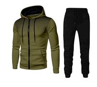 Bauzuoyo Tuta da ginnastica da uomo, 2 pezzi, felpa e pantaloni da jogging, motivo a pois, pantaloni da allenamento, tuta sportiva, calda, per il tempo libero, per la palestra, la casa, lo streetwear