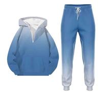 Bauzuoyo Tuta da jogging da uomo, set da 2 pezzi, tuta sportiva con gradiente di colore, Y2K, Hip Hop, Streetwear, mezza cerniera, felpa con cappuccio e pantaloni da jogging oversize, Azzurro, XXL