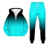Bauzuoyo Tuta da jogging da uomo, set da 2 pezzi, tuta sportiva con gradiente di colore, Y2K, Hip Hop, Streetwear, mezza cerniera, felpa con cappuccio e pantaloni da jogging oversize, Verde menta, M