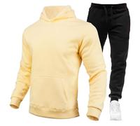 Bauzuoyo Tuta sportiva da uomo, tuta da jogging, con cappuccio, tinta unita, set da 2 pezzi, tracksuit da donna, a maniche lunghe, con cappuccio, per il tempo libero, cachi, M