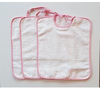 BAVAGLIE SET TRE PEZZI COLORE ROSA BAMBINA INSERTO IN TELA AIDA PER PUNTO CROCE