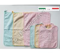 BAVAGLINI 3 + 3 ASCIUGAMANI ASILO NIDO SCUOLA MATERNA BAMBINO BAMBINA RICAMO