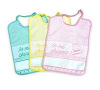 Bavaglini Asilo 100% Cotone con Tela AIDA da Ricamare, 25x34 cm, Set Bavette Personalizzabili "Io Mi Chiamo", Made in Italy - 3 PEZZI BAMBINA FEMMINA