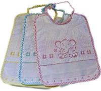 Bavaglini Baby Unisex Variante Elefantino Pacco 6 Pezzi Inserto Tela Aida