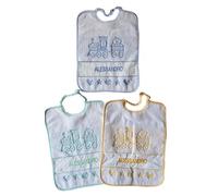 Bavaglini con elastico Personalizzati cm 24x30 nr 3 pezzi azzurro verdi giallo per bambino