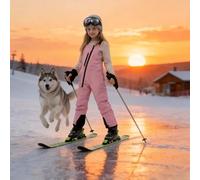 Bavaglini da sci per bambini - Pantaloni da neve caldi rosa, abbigliamento isolante antivento, lunga durata, cinturino flessibile, design classico | Facile abbigliamento protettivo per la stagione fre