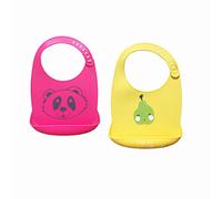 Bavaglini in Silicone Impermeabili per Neonato 0-3 mesi, Treer 2 pezzi Regolabili Bavaglino con Tasca, per Bambino e Ragazzi e Ragazze, Facile da Pulire (Formato libero,Rosa rossa)