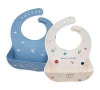 Bavaglini in silicone per neonati Bavaglini impermeabili morbidi e facilmente regolabili e pulibili perfetti per neonati e bambini piccoli （Galattico e astronave）