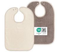 Bavaglini Pappa Grandi - Bavette con Bottone a Pressione (2 pezzi) - 30x46 cm - 100 % cotone spugna testato Öko-Tex Standard 100 - beige - marrone