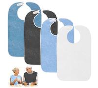 Bavaglino Adulti 4 Pezzi, Bavaglini Per Anziani Lavabile e Riutilizzabile, Lätzchen für Erwachsene 75 cm X 45 cm, Bavagli da Adulto Con Strappo, Lavabile E Riutilizzabile, Per Disabile e Pazienti