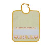 Bavaglino Asilo da Ricamare AMICI DEL BOSCO in spugna - per asilo e scuola materna con fascia in etamine per ricamare il nome Cotone 100% Made in Italy (GIALLO)