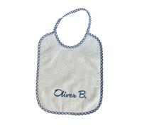 Bavaglino asilo nido unisex con nome, bavetta in 100% cotone made in italy, ideale per infanzia nido personalizzabile con nome ricamato in colore a scelta, 1 pezzo (blu)