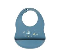 Nattou Bavaglino in Silicone con Tasca, Motivo a Tema Mare, Taglia Regolabile, Senza BPA, Ca. 20 x 27 cm, Silicone, Blu